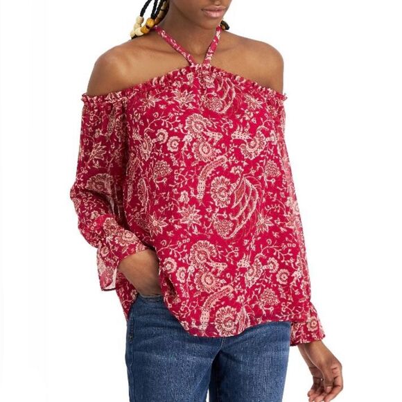 Off the Shoulder Paisley Top S - Picture 1 of 4